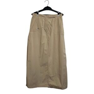 Cappuccini Khaki Maxi Skirt Embroidered Seagull Tan Utility Size L